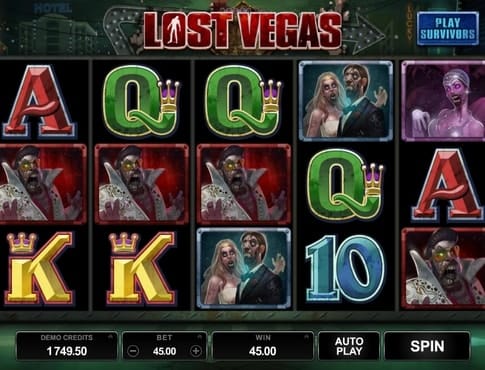 Комбинация символов на линии в игре Lost Vegas