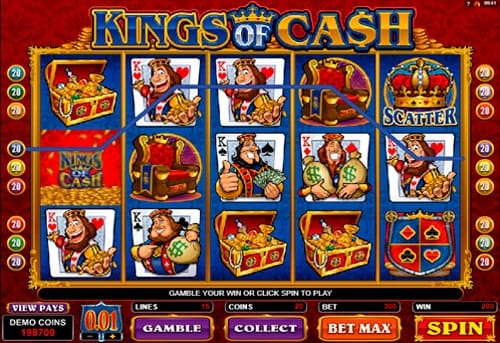 Комбинация символов в игровом автомате Kings of Cash